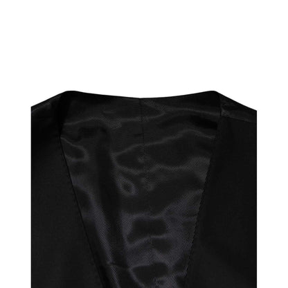 Dolce & Gabbana Black Wool Dress Formal Men Waistcoat Vest