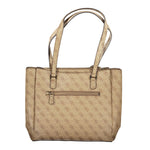 Guess Jeans Beige Polyethylene Women Handbag with multiple pockets and secure closure, stylish and functional for everyday use.