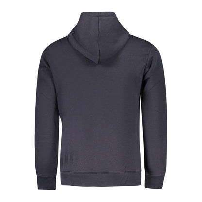 Pepe Jeans Blue Cotton Men Sweater - back view showing hood and classic fit.