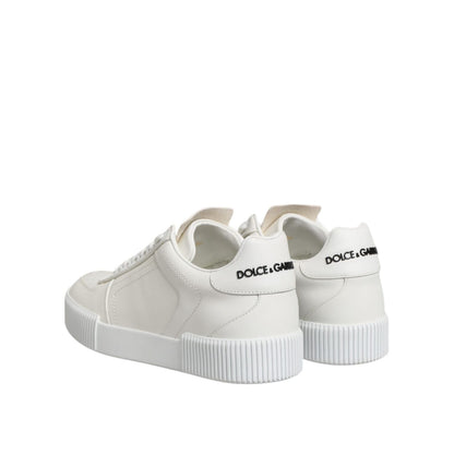 Dolce & Gabbana White Miami Leather Low Top Sneakers Shoes