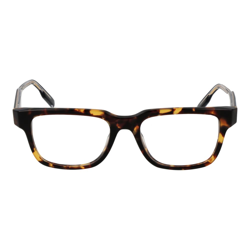 Ermenegildo Zegna Brown Men Glasses Frame with full-rim acetate design and demo lenses, includes branded case, size 52-18-145.