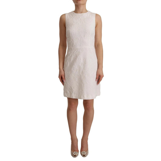 Dolce & Gabbana White Floral Sleeveless Sheath Mini Dress DR28351-36