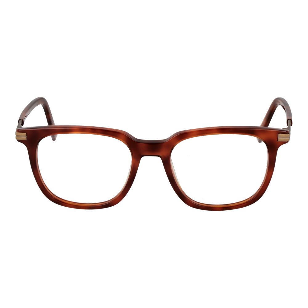 Ermenegildo Zegna Brown Unisex Glasses Frame in full-rim acetate with demo lenses, size 52-19-145, rectangle style.