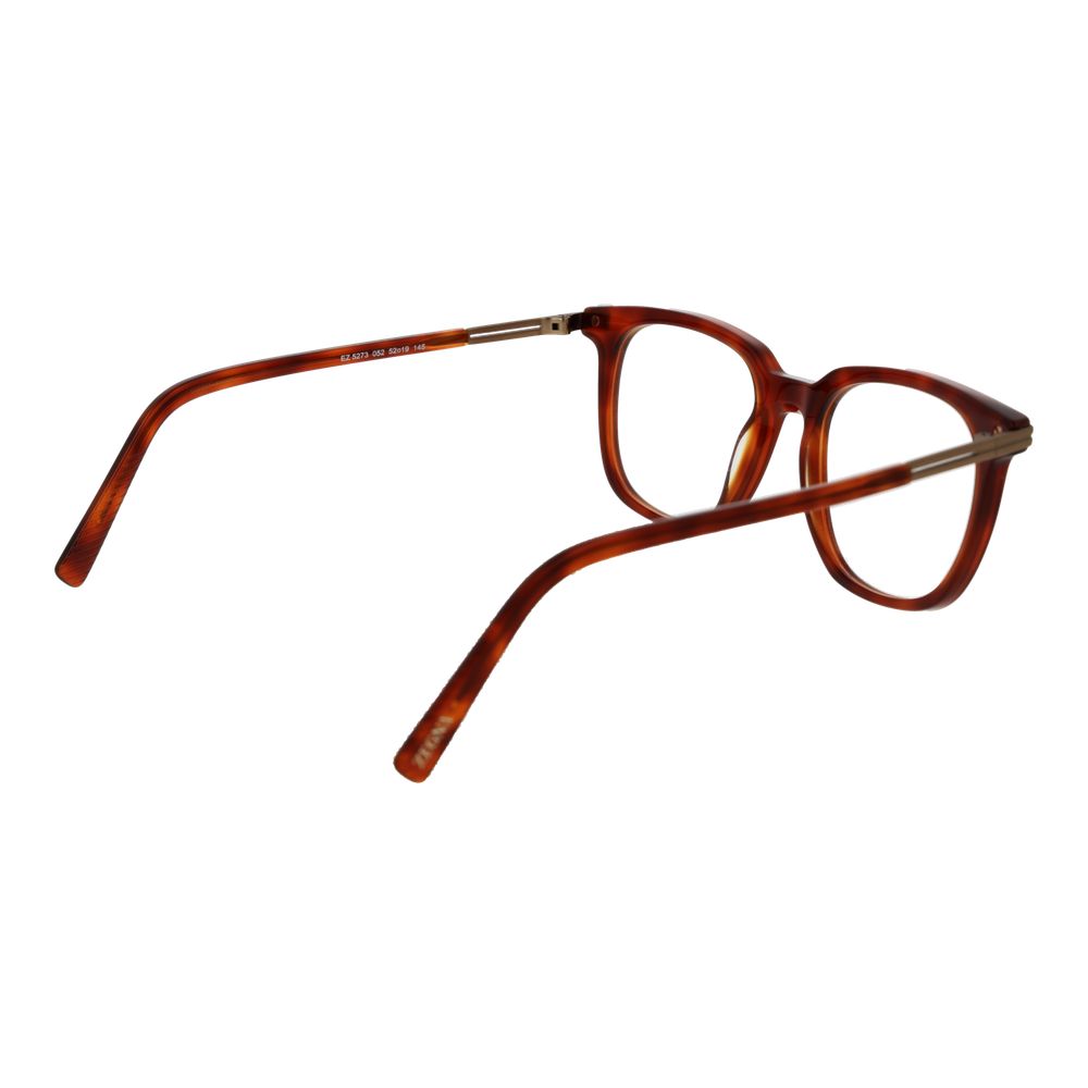 Ermenegildo Zegna Brown Unisex Glasses Frame, full-rim acetate, rectangular style with demo lenses, includes branded case.