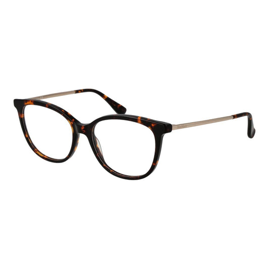 Max Mara Brown Women Glasses Frame in acetate with full-rim panto style, includes branded case, plastic demo lenses, frame width 140mm.