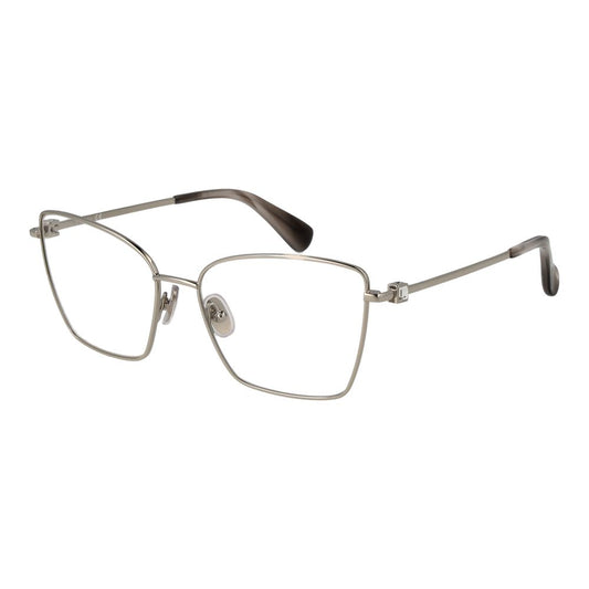 Max Mara Silver Women Glasses Frame, full-rim butterfly style, metal frame, demo plastic lenses, 135mm width, temples 140mm, silver color.