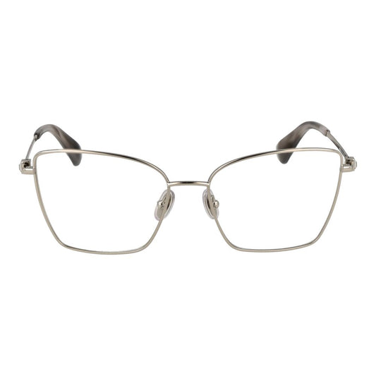 Max Mara Silver Women Glasses Frame, metal full-rim butterfly style, with demo plastic lenses, for a stylish, sophisticated look.
