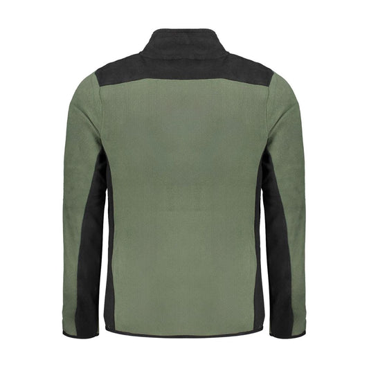 Back view of Norway 1963 Green Polyester Men Sweater with contrasting black details and long sleeves.