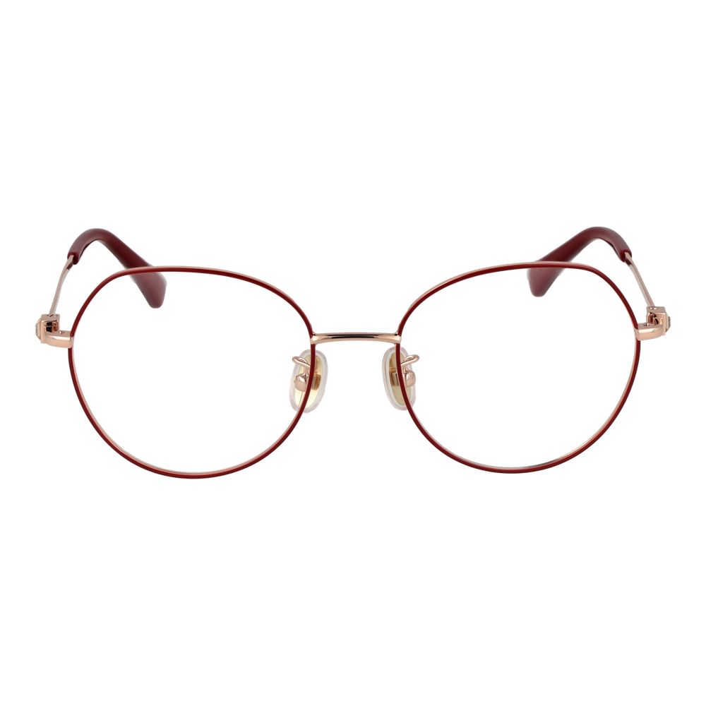 Max Mara Red Women Glasses Frame, metal full-rim round style, demo plastic lenses, size 52-18-140, including branded case.