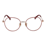 Max Mara Red Women Glasses Frame, metal full-rim round style, demo plastic lenses, size 52-18-140, including branded case.