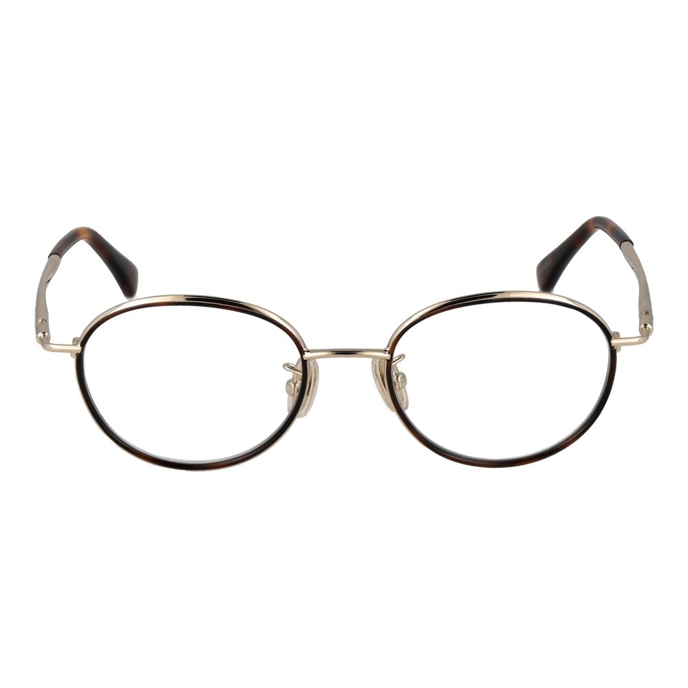 Max Mara Brown Women Glasses Frame, metal full-rim, oval, 48-18-140 size, demo lenses, stylish eyewear.