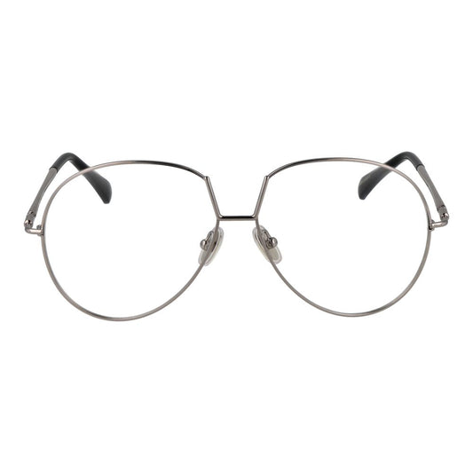 Max Mara Silver Women Glasses Frame, full-rim aviator style, silver metal frame, demo plastic lenses, width 57, temples length 135.