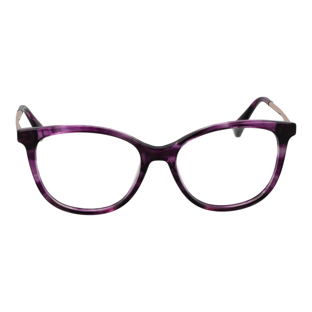 Max Mara Purple Women Glasses Frame in full-rim oval style with acetate material, 52mm lenses width, and 140mm temples.