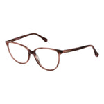 Max Mara Pink Women Glasses Frame in rose acetate, full-rim cat eye style, size 54-15-140 with demo plastic lenses, includes branded case.