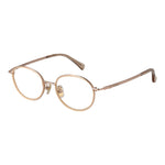 Max Mara Rose Gold Women Glasses Frame in metal with full-rim round style, demo lenses, includes branded case, size 48-18-140, temples 140mm.