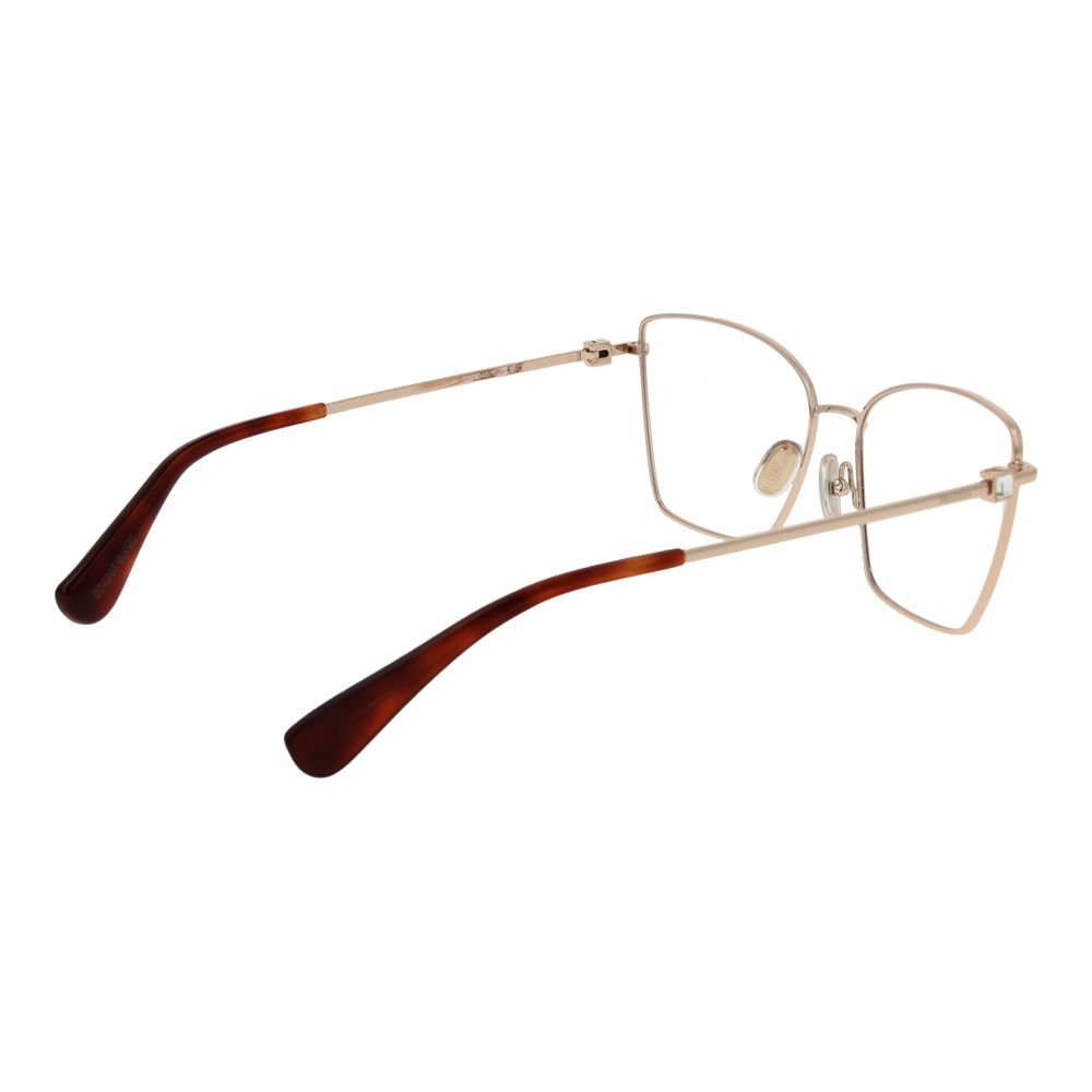 Side view of Max Mara Rose Gold Women Glasses Frame with butterfly style, metal full-rim and demo lenses.