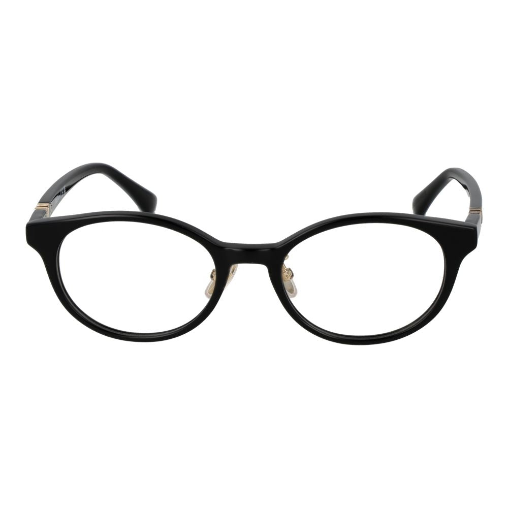 Max Mara Black Women Glasses Frame in acetate, full-rim round style with demo lenses, 49-18-145 size, UV protection, includes branded case.