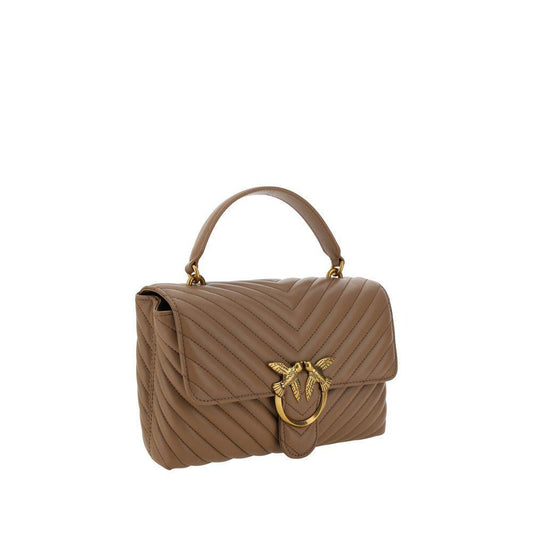 PINKO Love Lady Handbag with quilted design, gold Love Birds logo, and chain strap. Calfskin leather, ideal for AW25 fashion season.