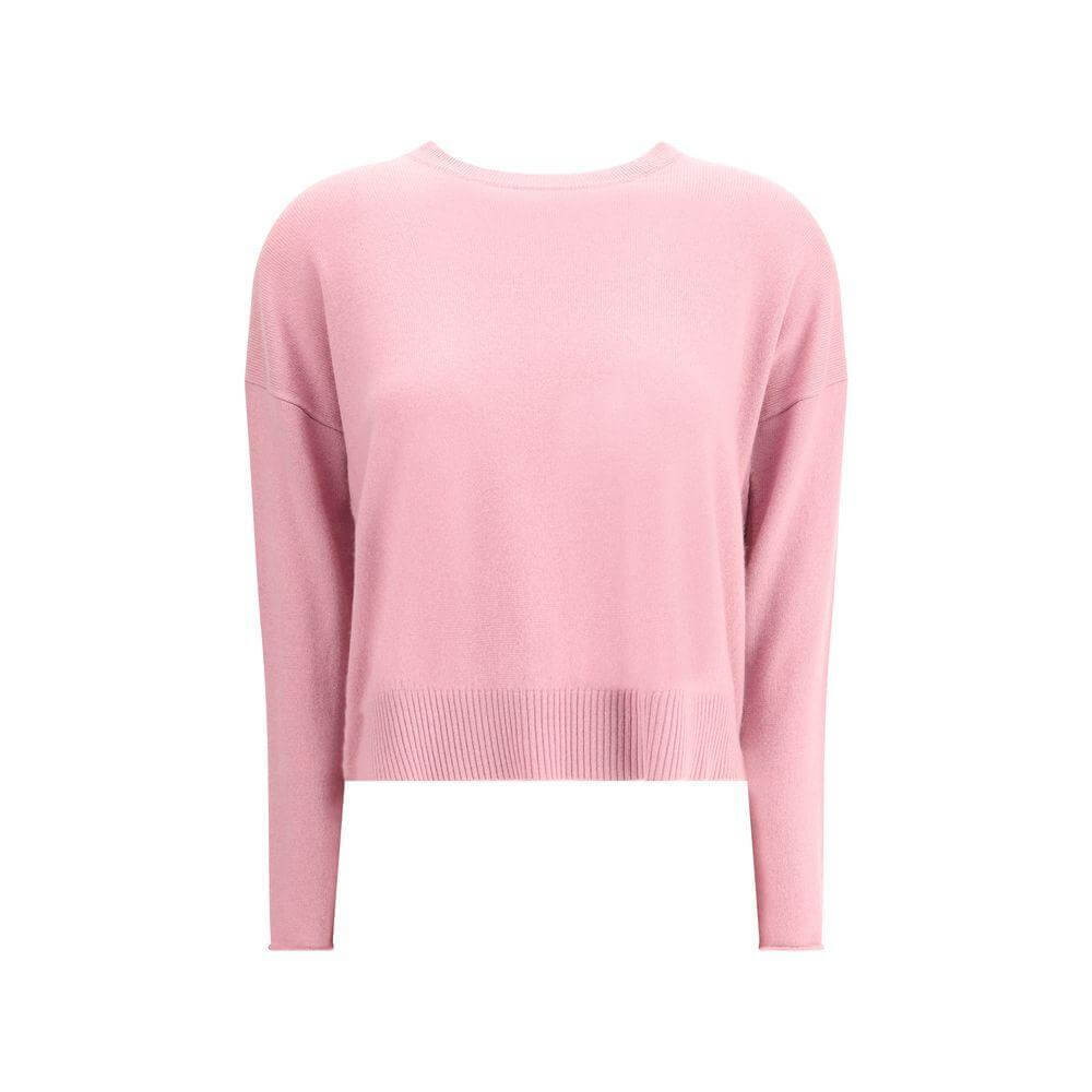 Allude Cashmere Sweater with ribbed crew neck and dropped shoulders, made of 100% cashmere for elegant and comfortable wear.
