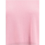 Allude Cashmere Sweater in pink, featuring ribbed crew neck and hem, offering a relaxed and elegant fit. Made of pure cashmere for AW25.