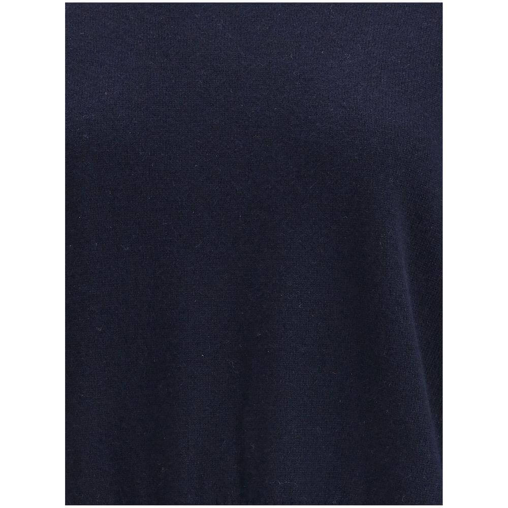 Close-up of Allude Cashmere Sweater showing soft, elegant cashmere texture in navy color.