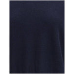 Close-up of Allude Cashmere Sweater showing soft, elegant cashmere texture in navy color.