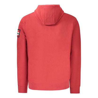 Norway 1963 Red Polyester Men Sweater, chic long-sleeved fleece with embroidery and logo, featuring snug external pockets and zip.