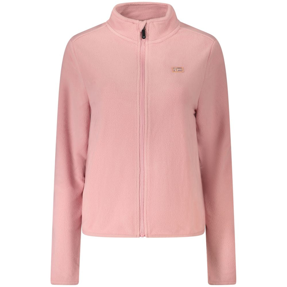 Norway 1963 Pink Polyester Women Sweater with applique and logo in cozy fleece fabric