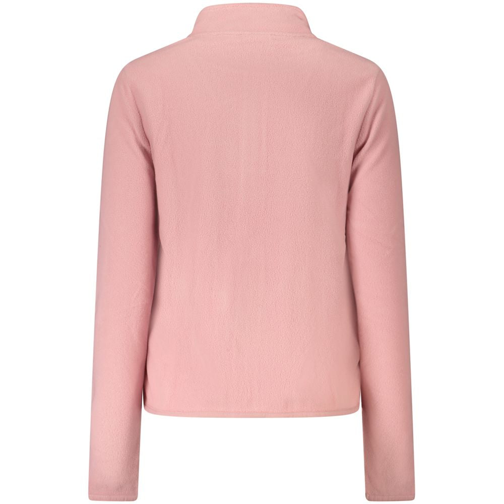 Norway 1963 Pink Polyester Women Sweater in fleece fabric, back view of cozy long-sleeved design with applique detailing.