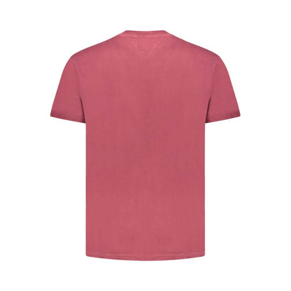 Back view of Tommy Hilfiger Red Cotton Men T-Shirt with crew neck and short sleeves.