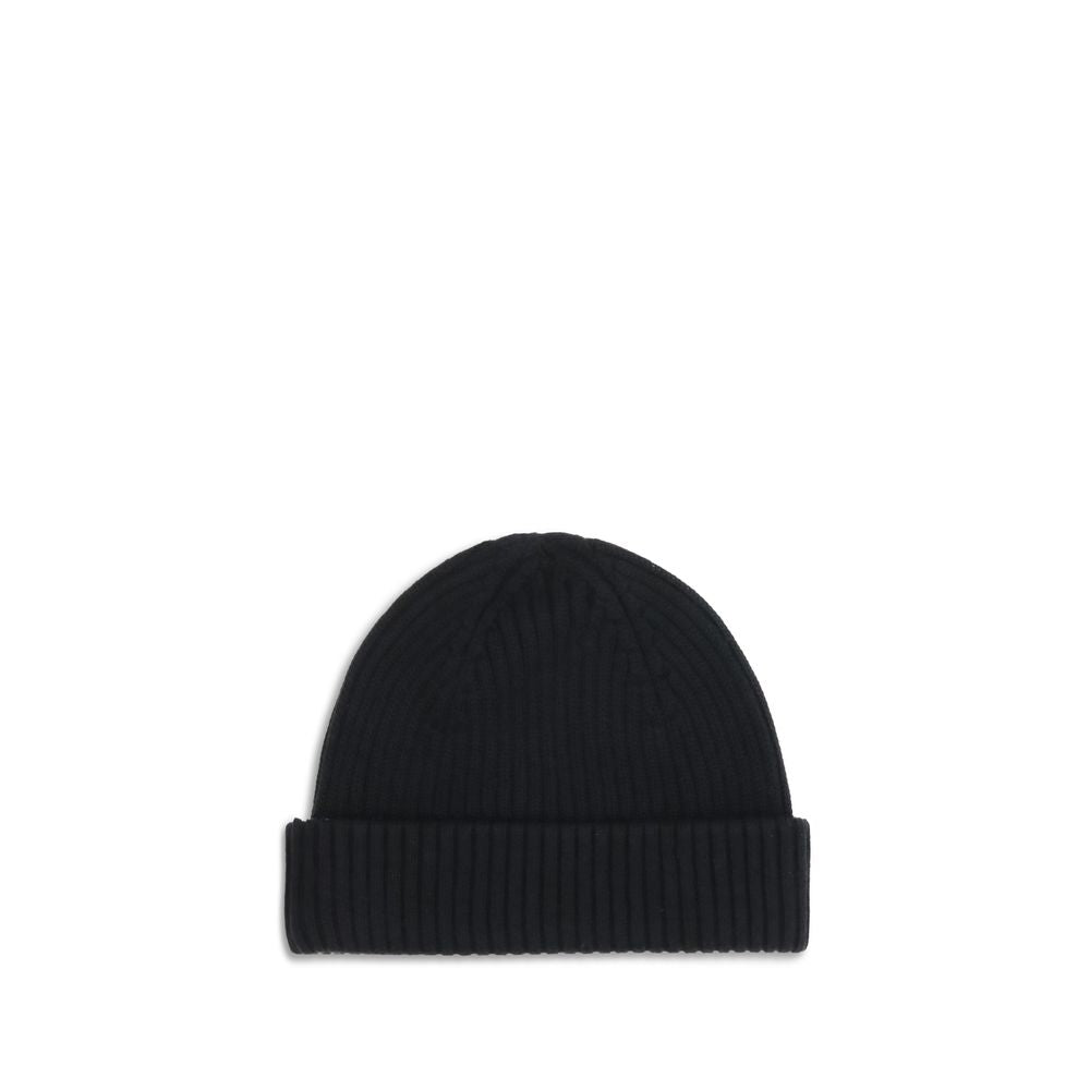 Parajumpers Ribbed Beanie Hat in black with ribbed knit and iconic lapel tape, offering comfort and style for winter AW25.