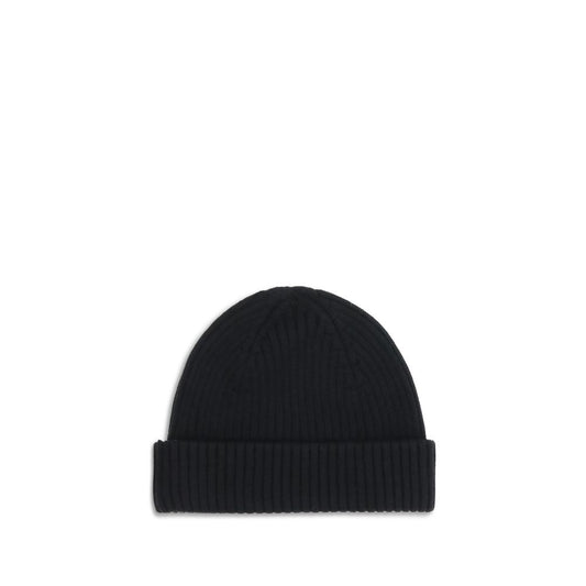 Parajumpers Ribbed Beanie Hat in black with ribbed knit and iconic lapel tape, offering comfort and style for winter AW25.