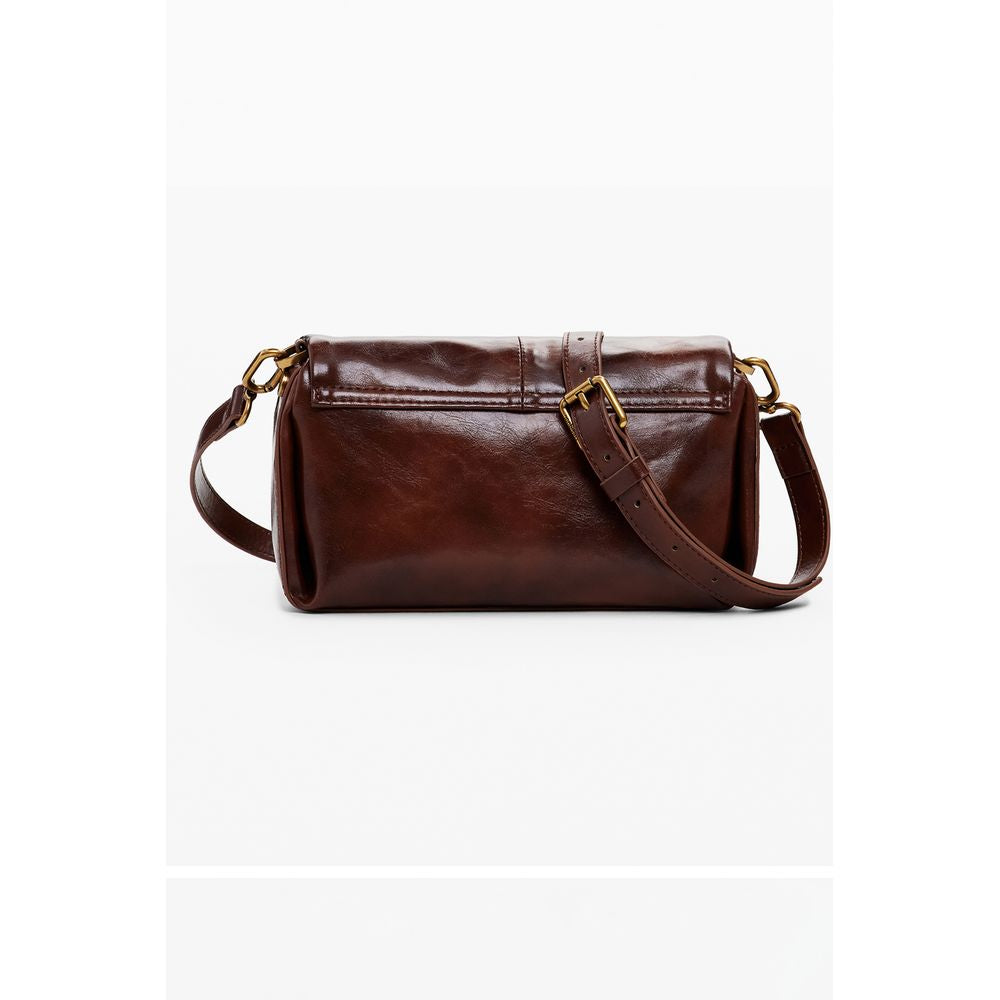 Desigual Brown Polyethylene Women Handbag with removable strap for versatile style and functionality.