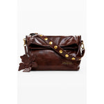 Desigual Brown Polyethylene Women Handbag with adjustable strap and flower detail.