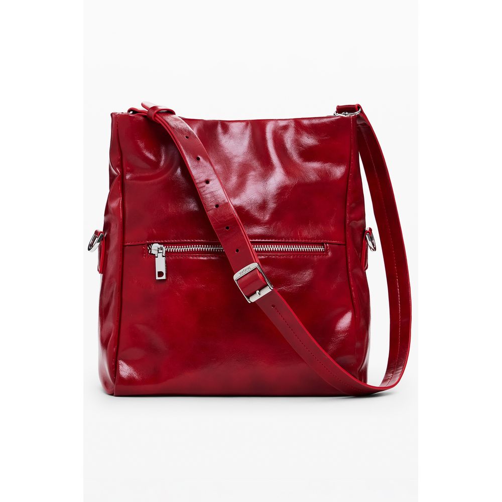 Desigual Red Polyethylene Women Handbag with zip closure and adjustable strap, vibrant fashion accessory for versatile carrying.