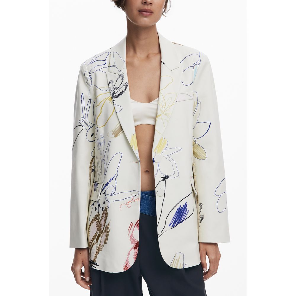Desigual White Polyester Jackets & Coat