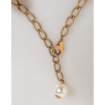 Dolce & Gabbana Gold Brass Faux Pearl Crystal Statement Luxury Jewelry Necklace