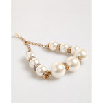 Dolce & Gabbana Gold Brass Faux Pearl Crystal Statement Luxury Jewelry Necklace