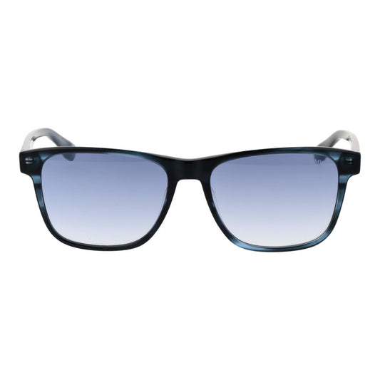 BMW Blue Men Sunglass with blue acetate frame, gradient mirrored blue plastic lenses, full-rim rectangle style. UVA & UVB protection.