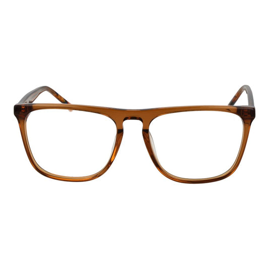 Scotch & Soda Brown Men Glasses Frame, full-rim acetate rectangle design, size 55-17-145, with demo plastic lenses included.