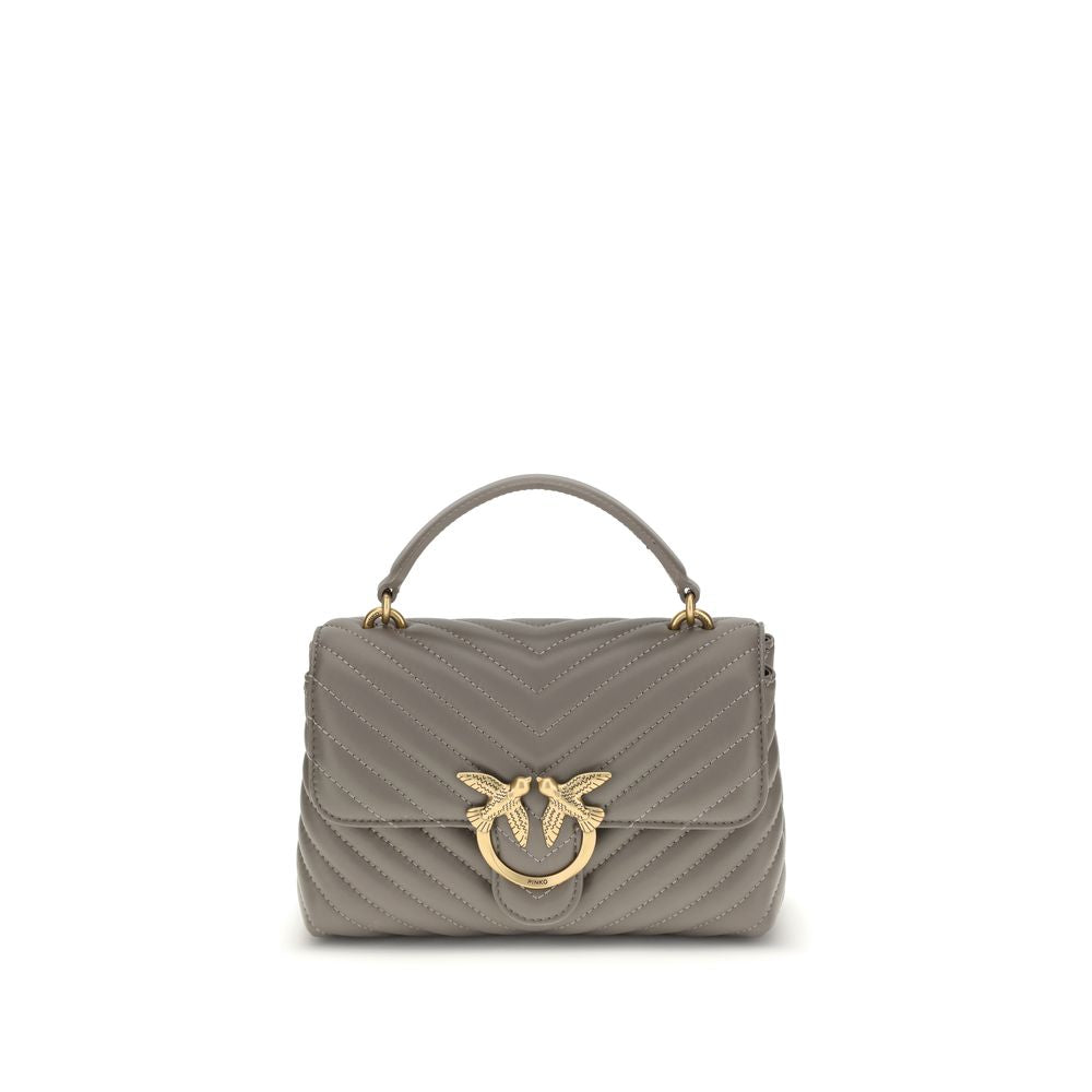 PINKO Love Lady Mini Handbag in quilted calfskin with gold-plated Love Birds logo, removable chain strap, and top handle.