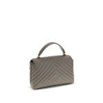 Back view of quilted PINKO Love Lady Mini Handbag with top handle and brand monogram embroidery, showcasing elegant design.