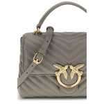 PINKO Love Lady Mini Handbag with gold Love Birds logo, quilted leather, chain strap, top handle, AW25 fashion accessory.
