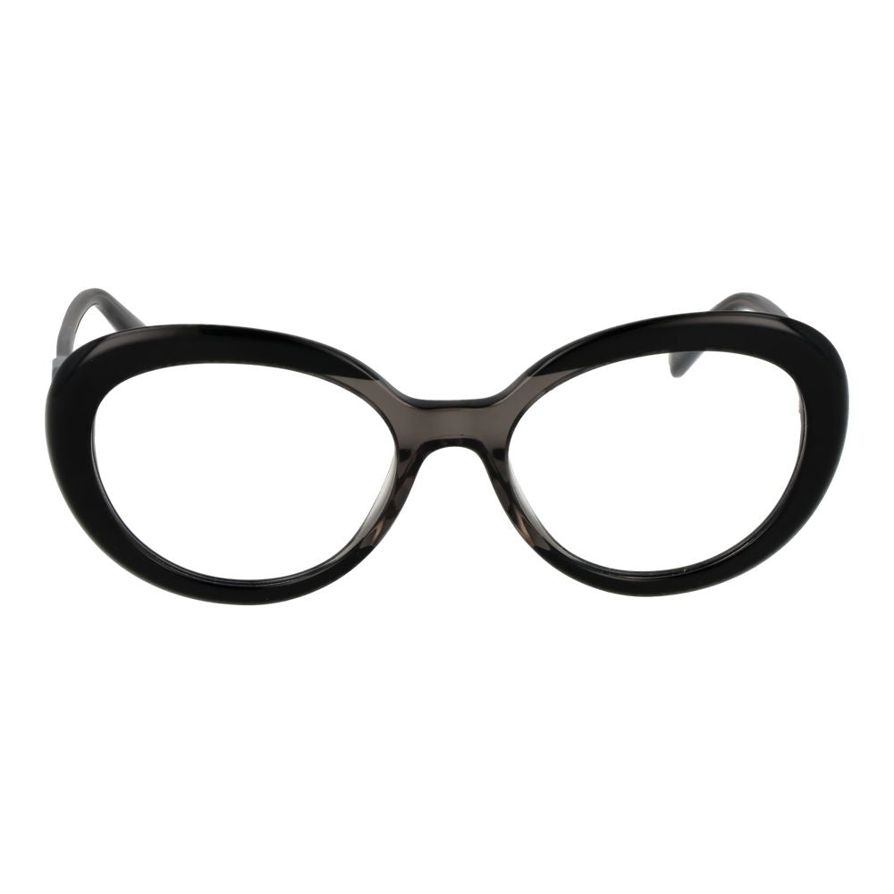 Emilio Pucci Black Women Glasses Frame, full-rim acetate, round style, lens width 53mm, frame width 140mm, no lens effect, branded case included.