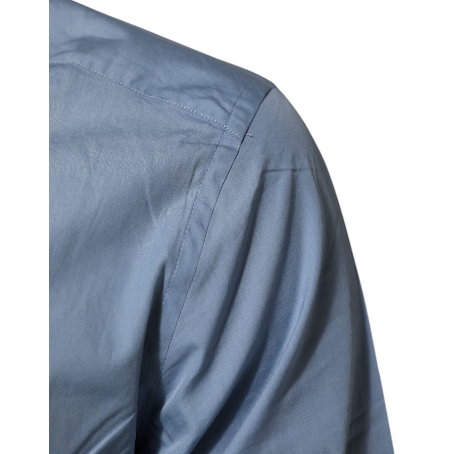 Dolce & Gabbana Blue Cotton Collared GOLD Formal Dress Shirt sleeve detail