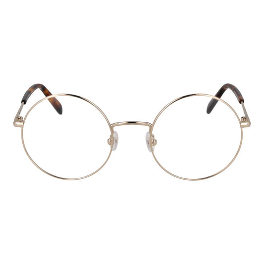 Emilio Pucci Gold Women Glasses Frame, round full-rim metal design with demo lenses and branded case, size 53-22-140.