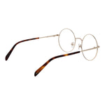 Emilio Pucci Gold Women Glasses Frame with metal full-rim round style and demo lenses, size 53-22-140, includes branded case.