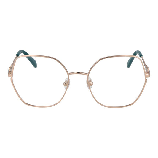 Emilio Pucci Rose Gold Women Glasses Frame, full-rim square style with demo lenses, rose gold metal, size 55-18-140.