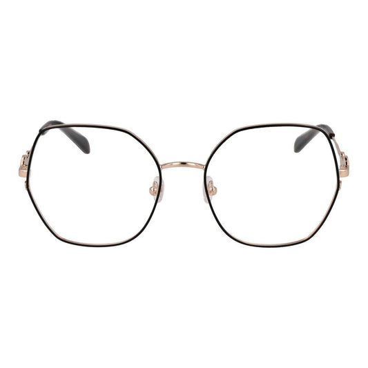 Emilio Pucci Black Women Glasses Frame, square full-rim metal design, demo lenses, black color, 55-18-140 size for women