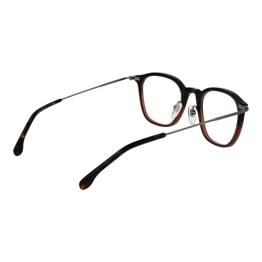 Lozza Brown Unisex Glasses Frame, full-rim metal with demo plastic lenses, square style, size 48-21-140, brown color.
